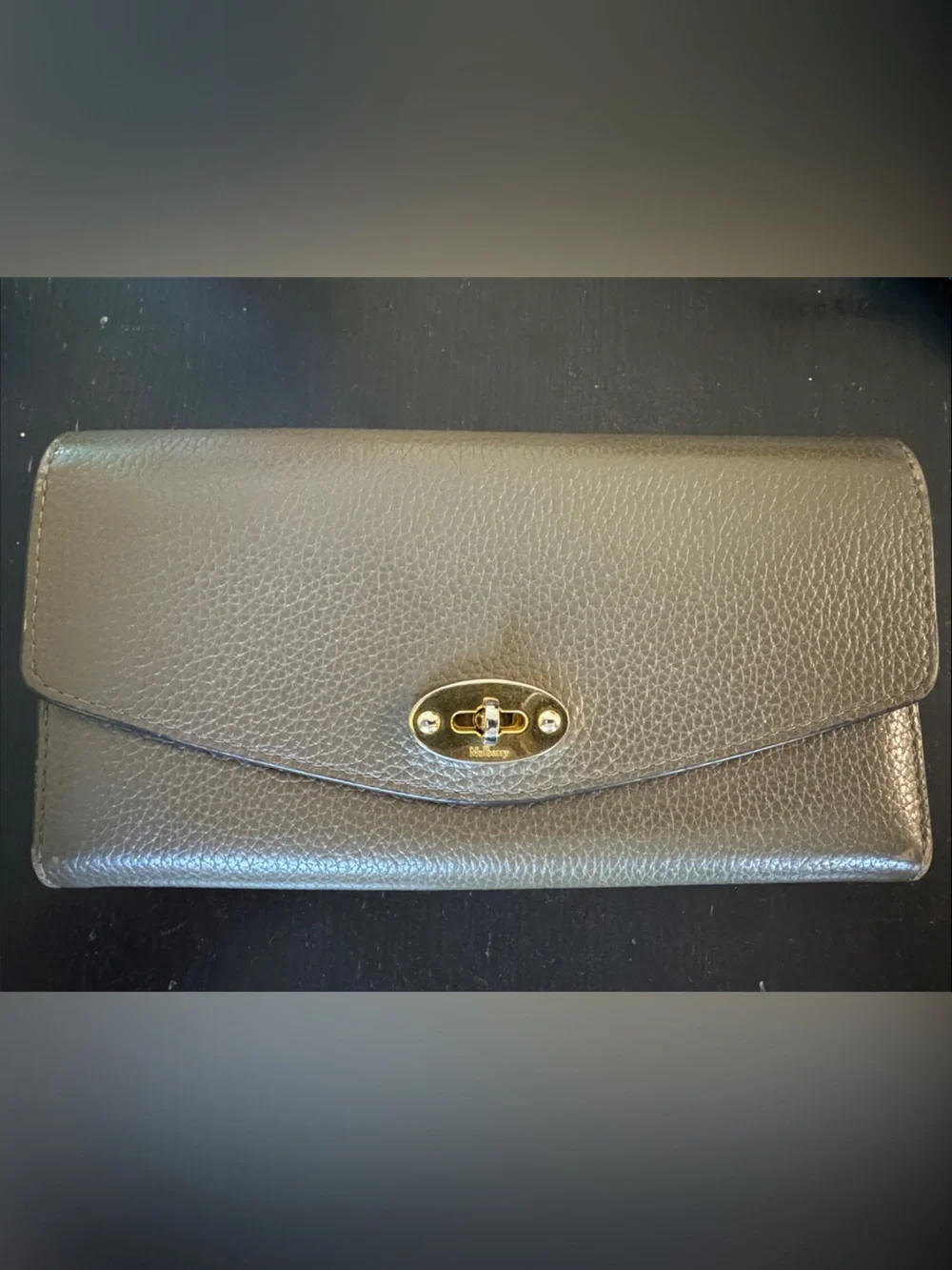 Mulberry Leather Wallet with Burgundy Interior and Gold Postman Hardware